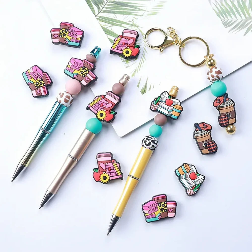 Flatback Coffee Silicone Focal Beads for DIY Pens Keychains