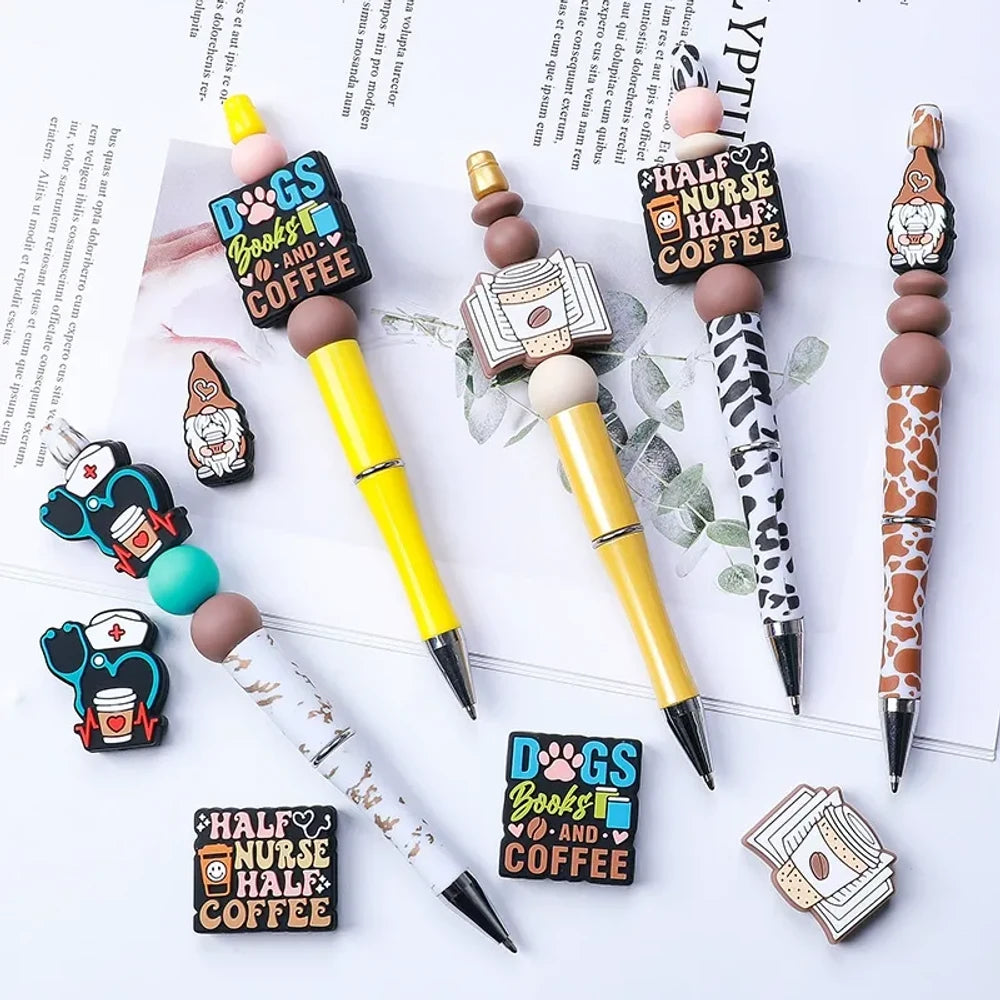 Flatback Coffee Silicone Focal Beads for DIY Pens Keychains