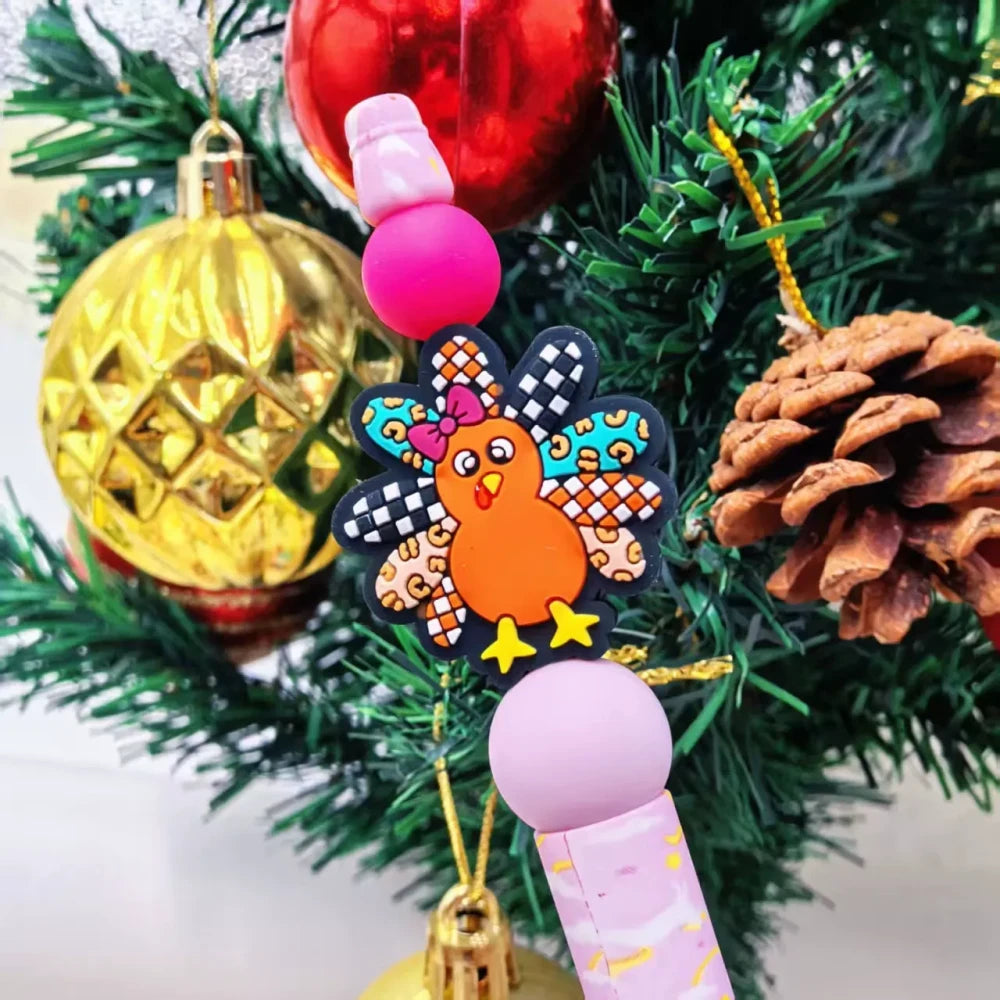 Flatback Colorful Peacock Silicone Focal Beads for DIY Pens Keychain Bracelet