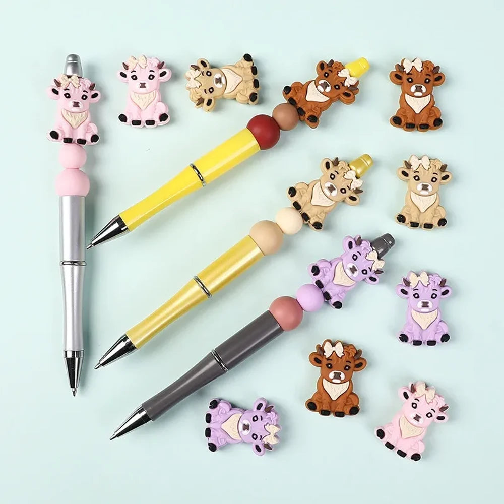 Flatback Cow Silicone Focal Beads for DIY Pens Bracelet