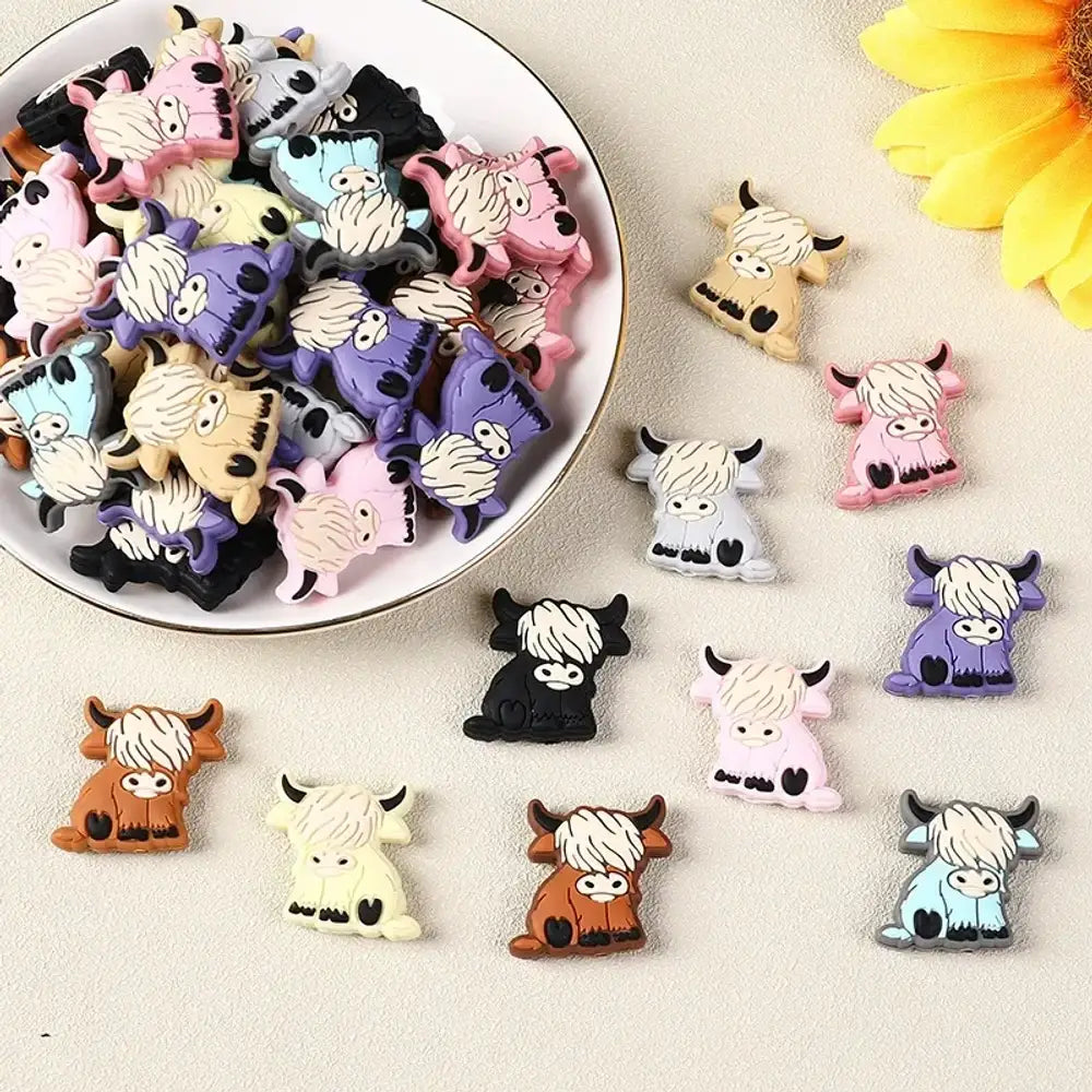 Flatback Cow Silicone Focal Beads for DIY Pens Bracelet