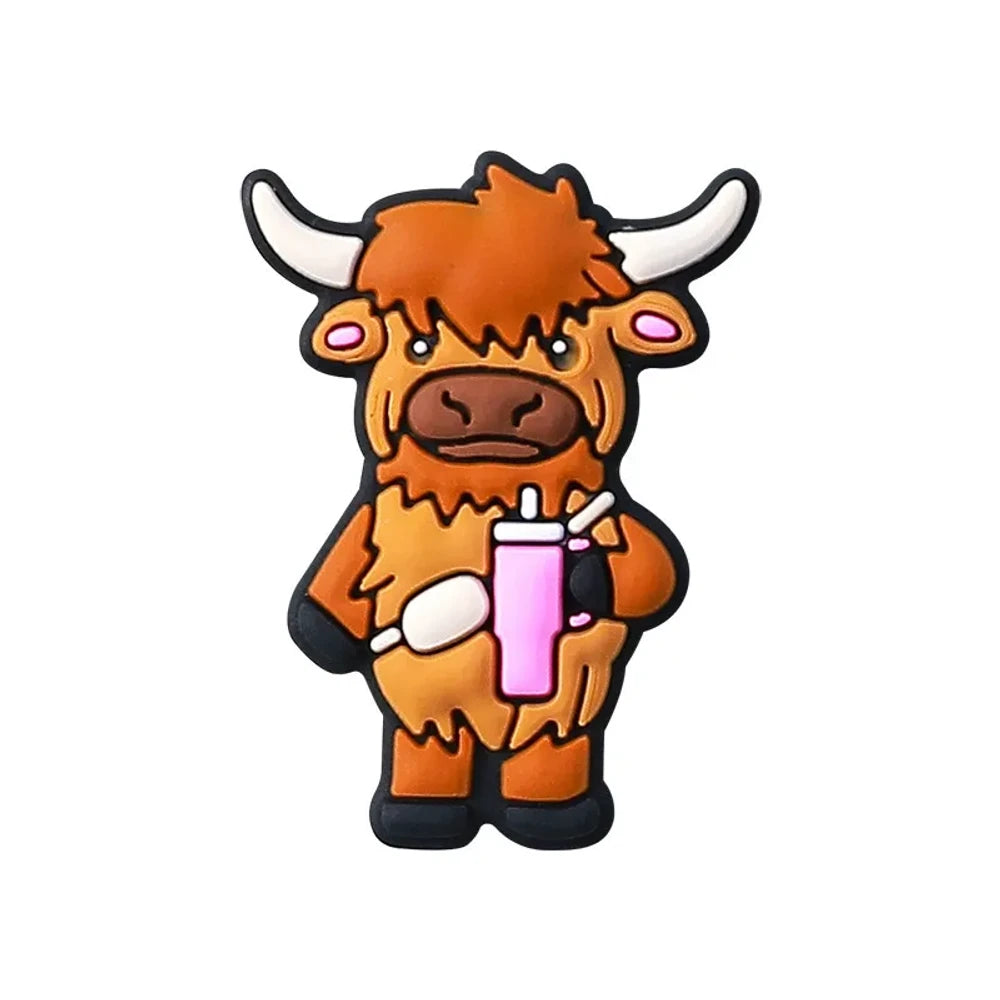 Flatback Cow Silicone Focal Beads for DIY Pens Keychains