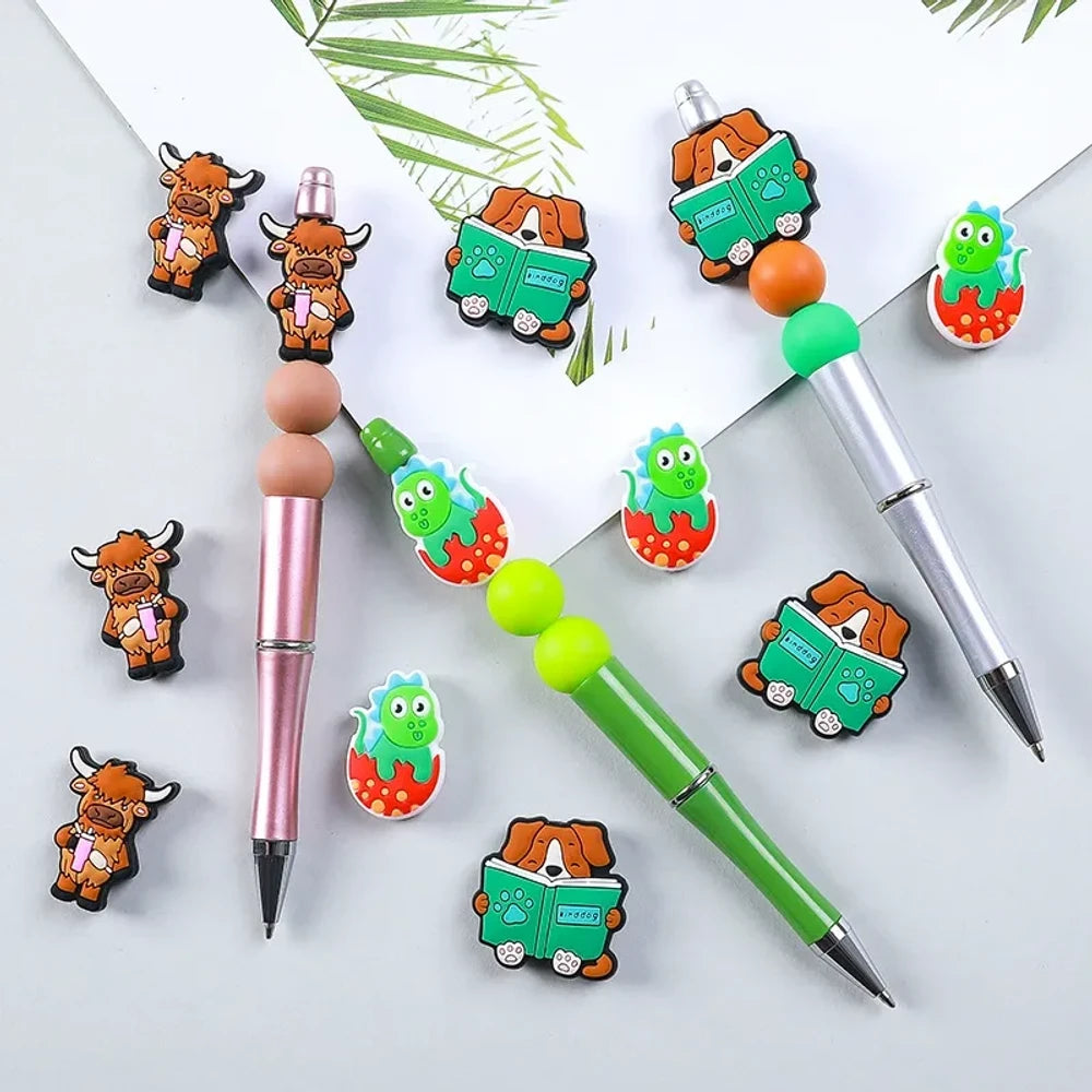 Flatback Cow Silicone Focal Beads for DIY Pens Keychains