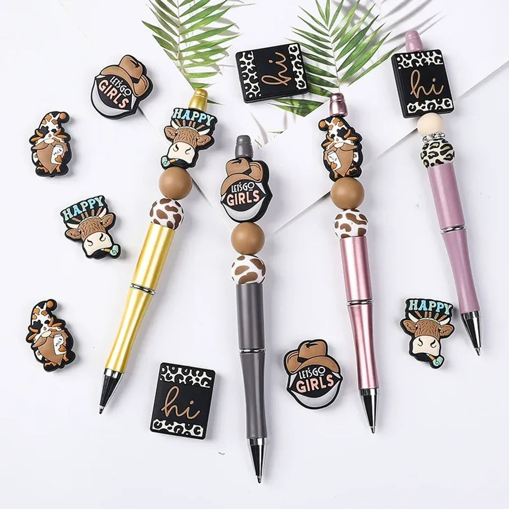 Flatback Cowboy Silicone Focal Beads for DIY Pens Keychains