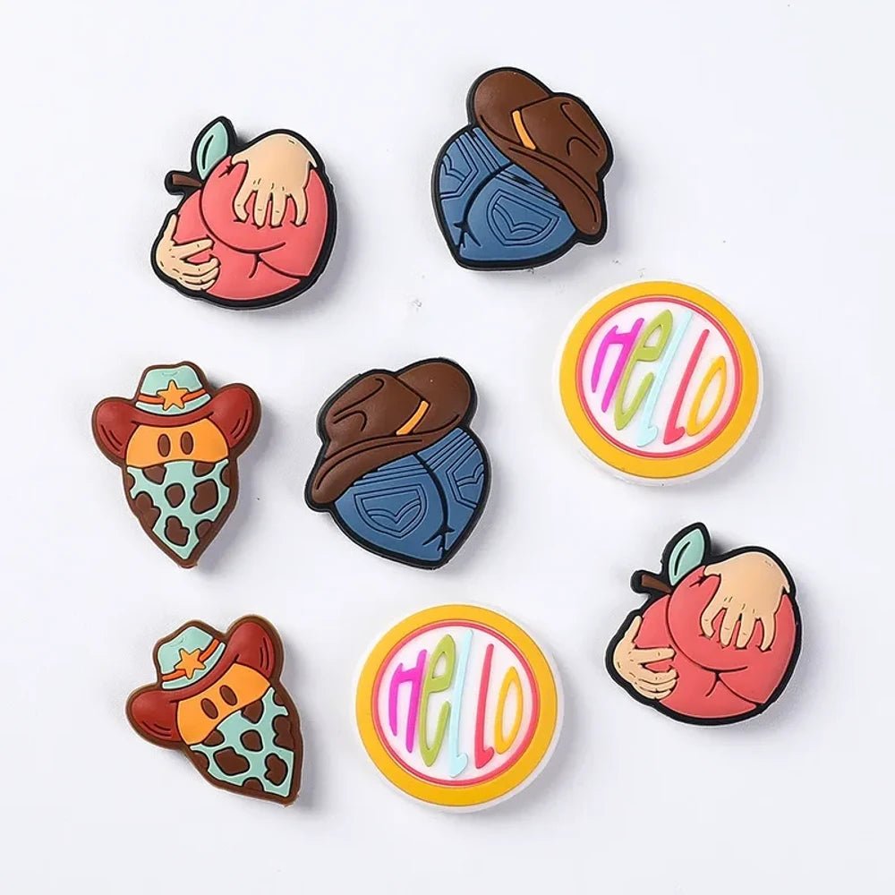 Flatback Cowboy Silicone Focal Beads for DIY Pens Keychains