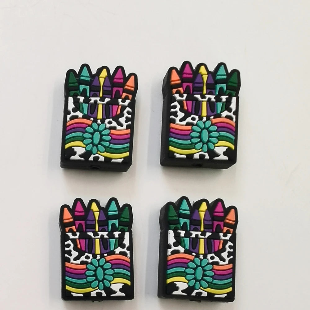 Flatback Crayon Silicone Focal Beads for DIY Keychains Bracelet Pens