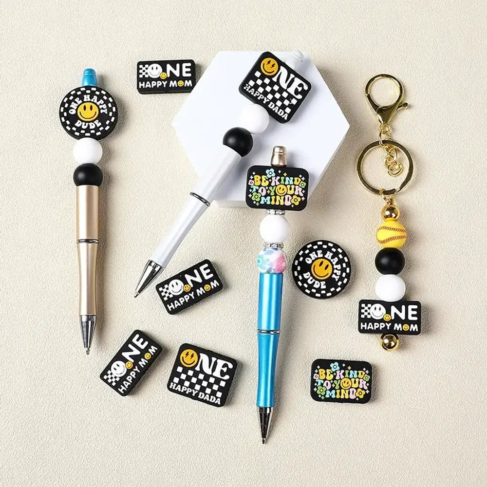 Flatback Creative Letters Silicone Focal Beads for DIY Pens Keychains