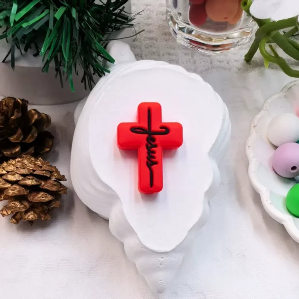Flatback Cross Series Silicone Focal Beads for DIY Pens Keychains