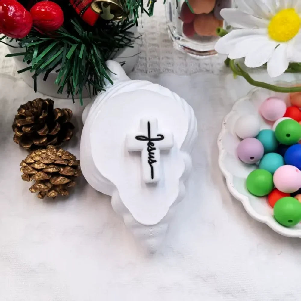 Flatback Cross Series Silicone Focal Beads for DIY Pens Keychains