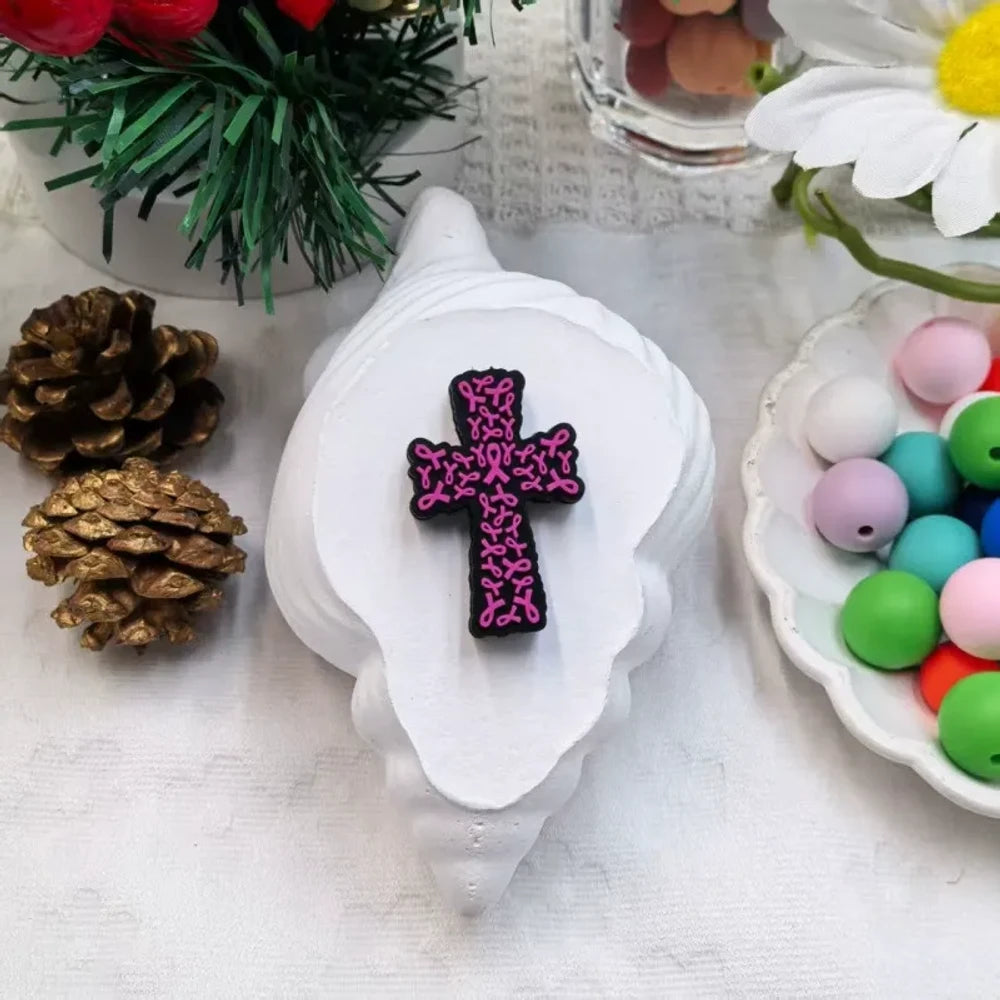 Flatback Cross Series Silicone Focal Beads for DIY Pens Keychains