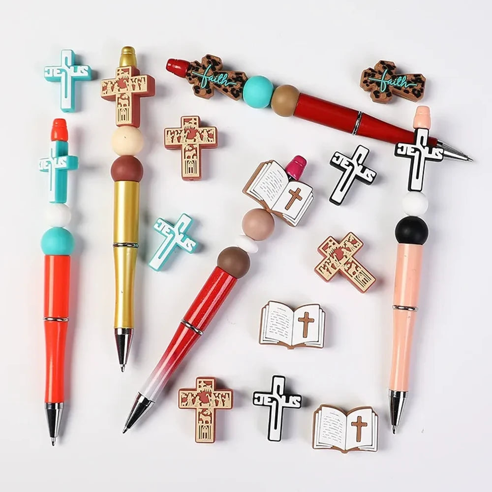 FlatBack Cross Silicone Focal Beads for DIY Pens Bracelet