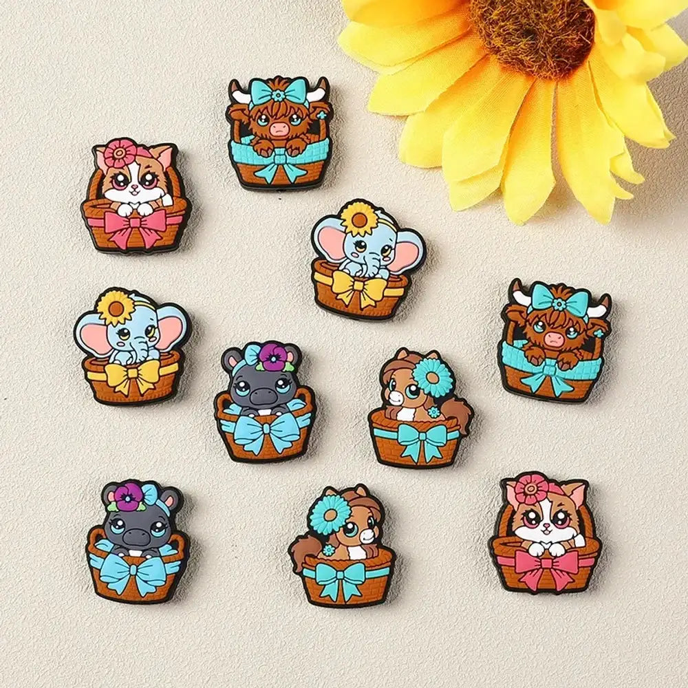 Flatback Cute Animals Silicone Focal Beads for DIY Pens Keychains