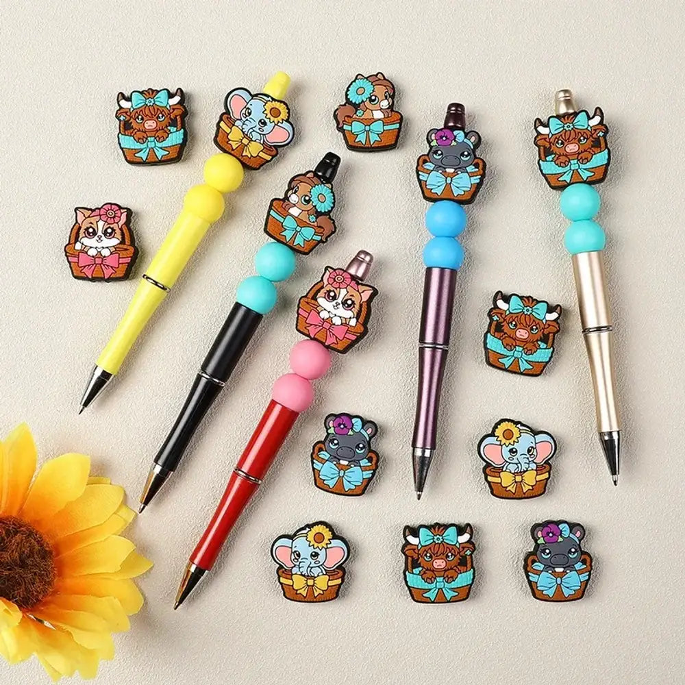 Flatback Cute Animals Silicone Focal Beads for DIY Pens Keychains