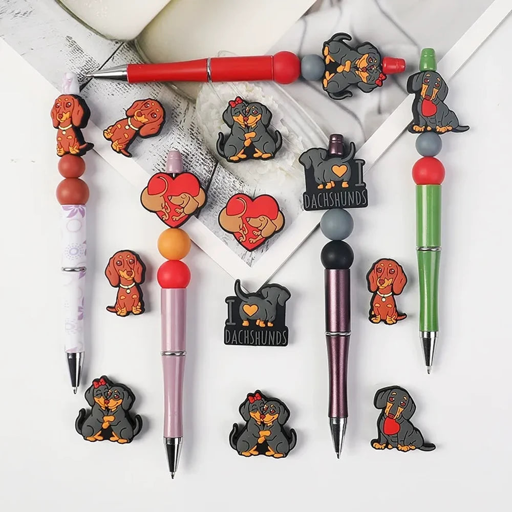 Flatback Dachshund Silicone Focal Beads for DIY Pens Keychains