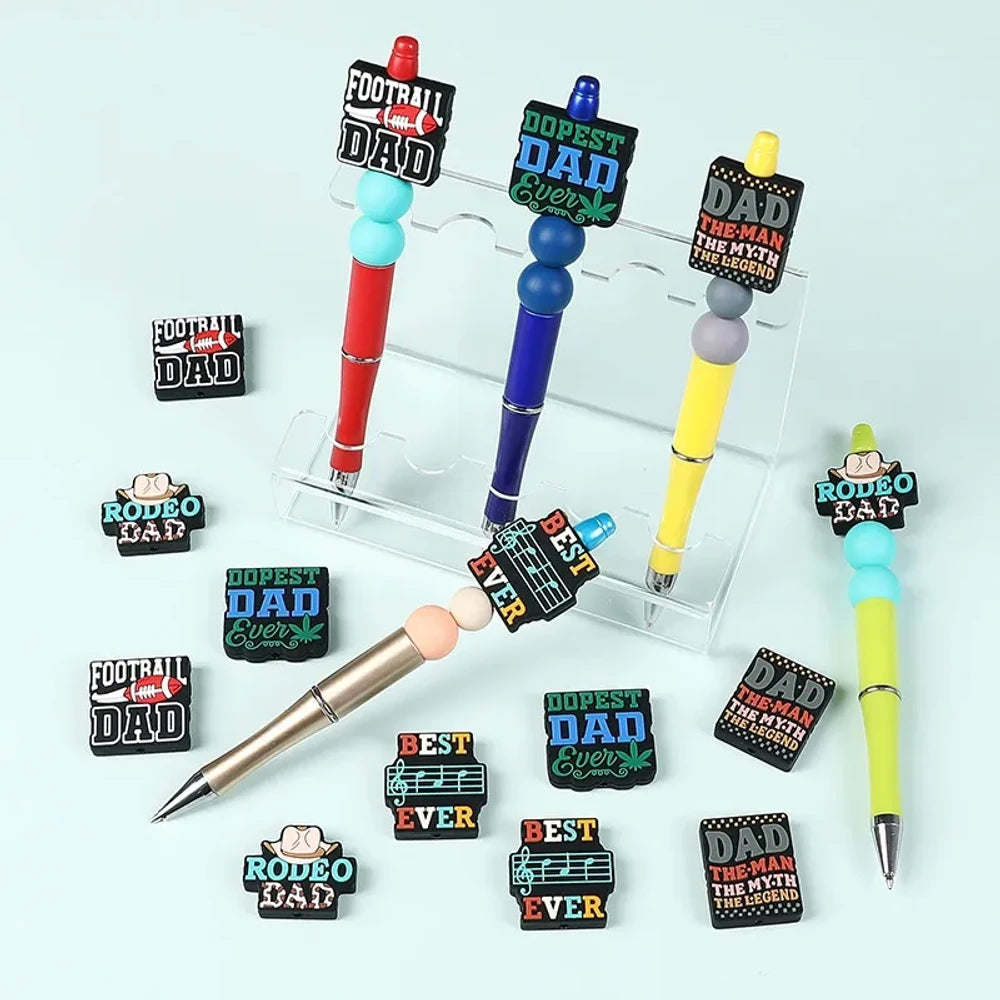 Flatback Dad Silicone Focal Beads for DIY Pens Keychains