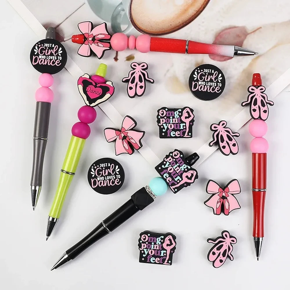 Flatback Dance Related Silicone Focal Beads for DIY Pens Keychains