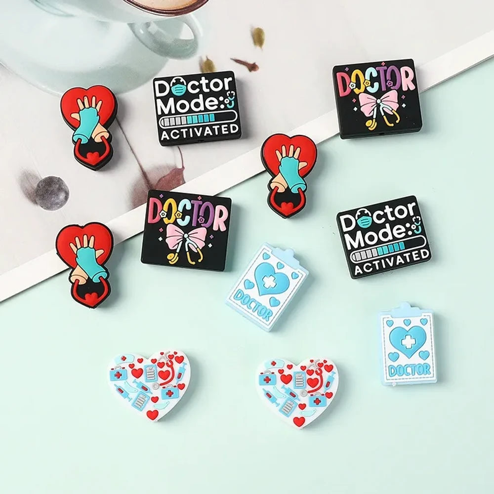Flatback Doctor Series Silicone Focal Beads for DIY Pens Keychains
