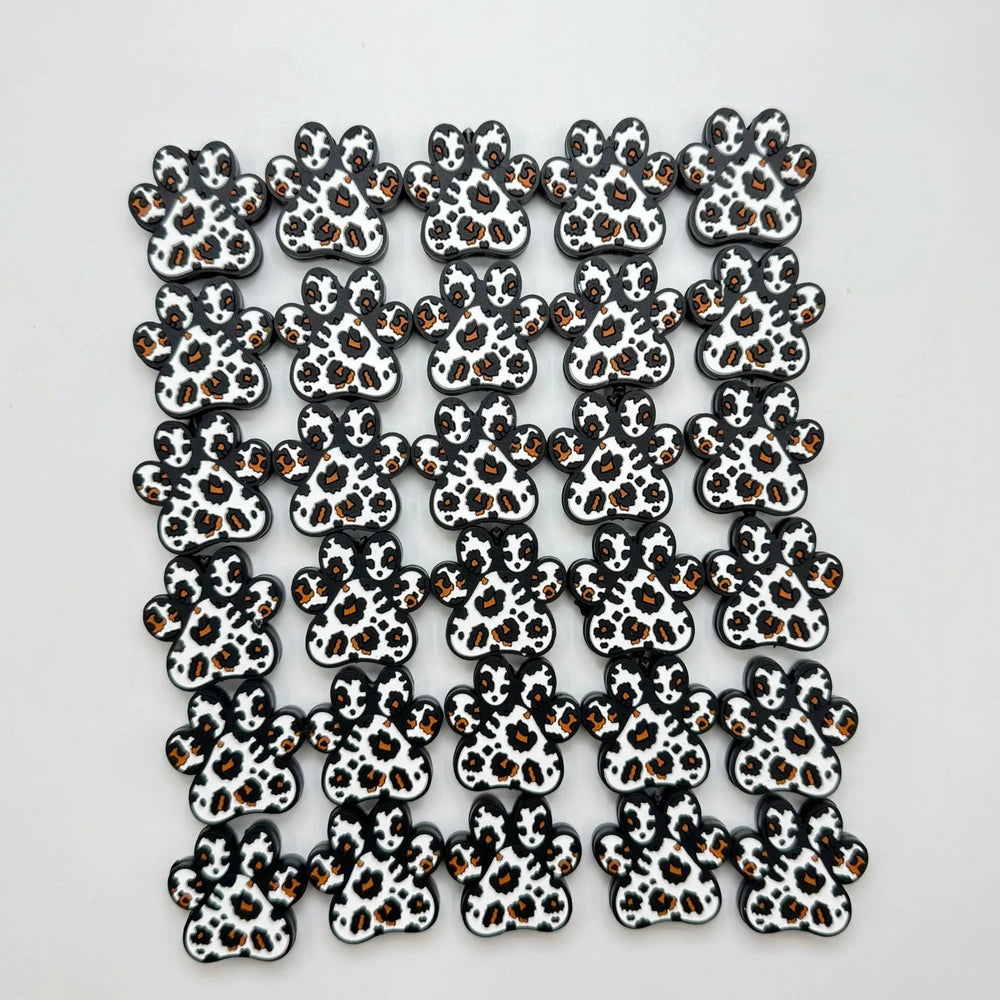 Flatback Dog Paw Silicone Focal Beads for DIY Pens Keychains Bracelet