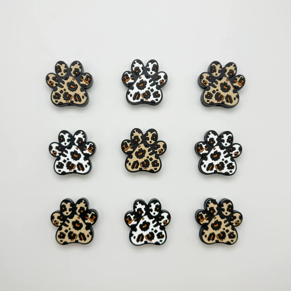 Flatback Dog Paw Silicone Focal Beads for DIY Pens Keychains Bracelet