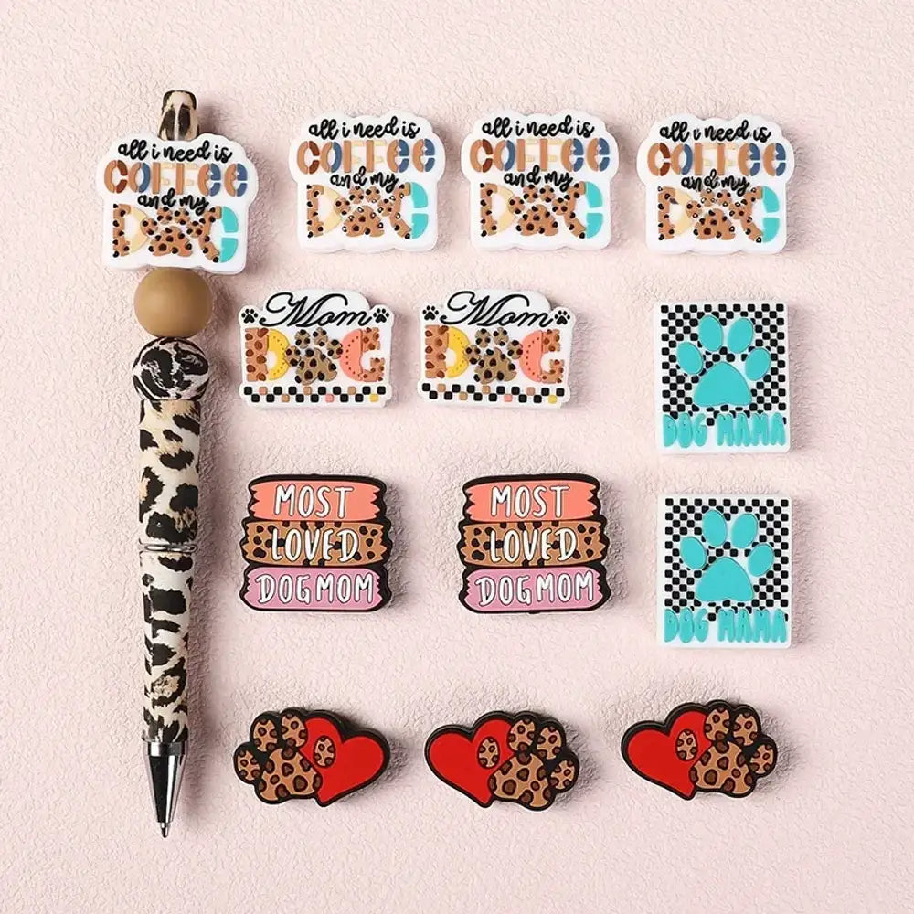 Flatback Dog Silicone Focal Beads for DIY Pens Keychains