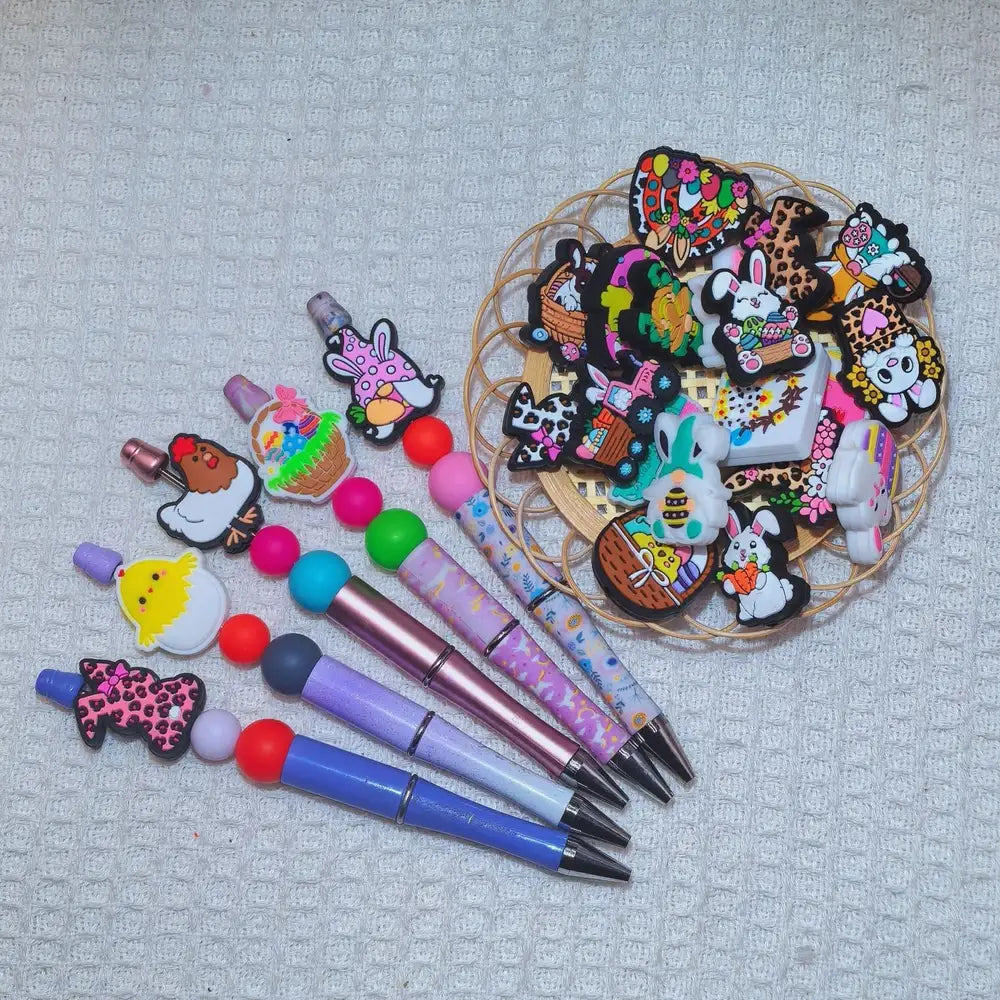 Flatback Easter Series Silicone Focal Beads for DIY Pens Bracelet Keychains