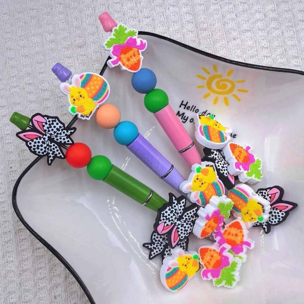 Flatback Easter Silicone Focal Beads for DIY Pens Keychains