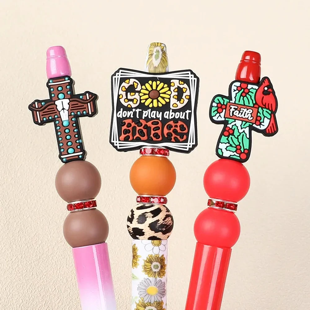 Flatback Faith Silicone Focal Beads for DIY Pens Keychains