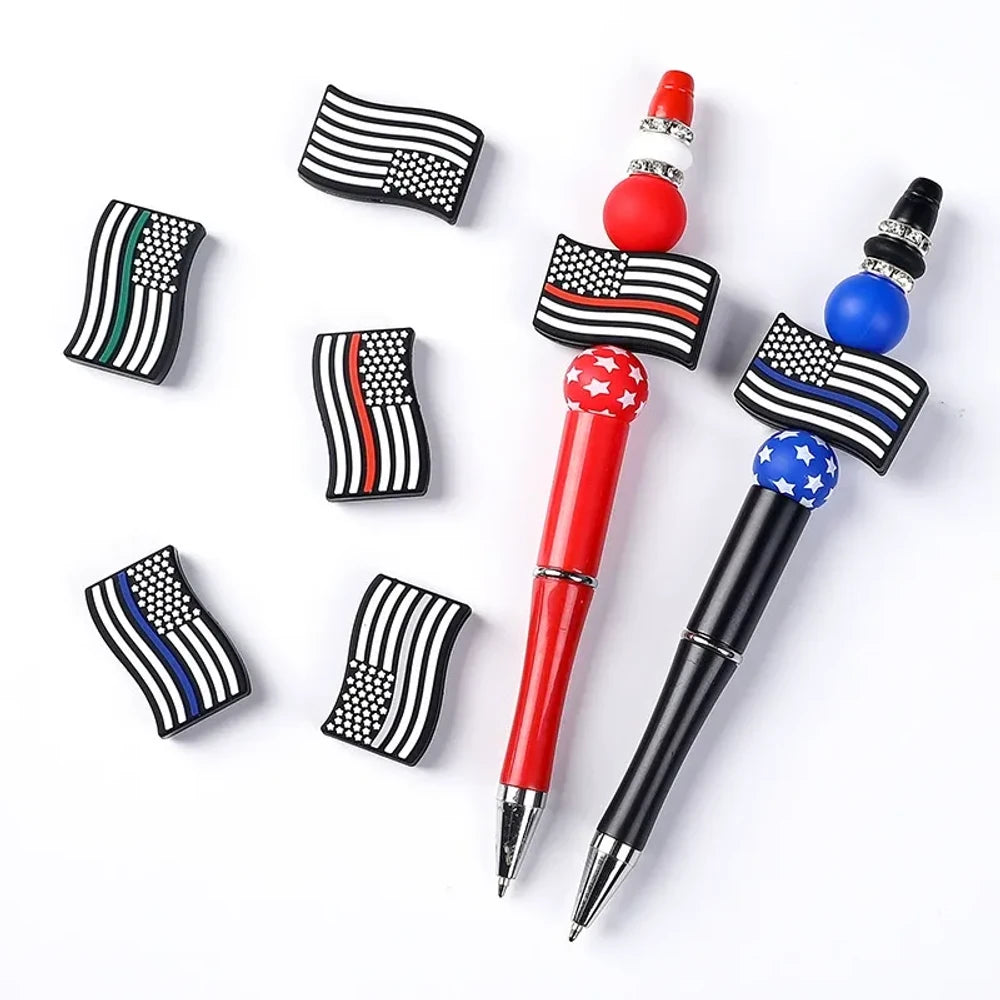 Flatback Flag Silicone Focal Beads for DIY Pens Keychains