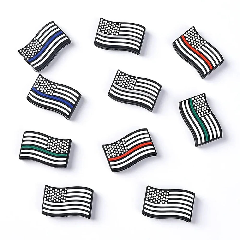 Flatback Flag Silicone Focal Beads for DIY Pens Keychains