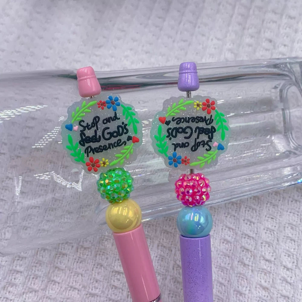 Flatback Flower Alphabet Silicone Focal Beads for DIY Keychains Bracelet Pens