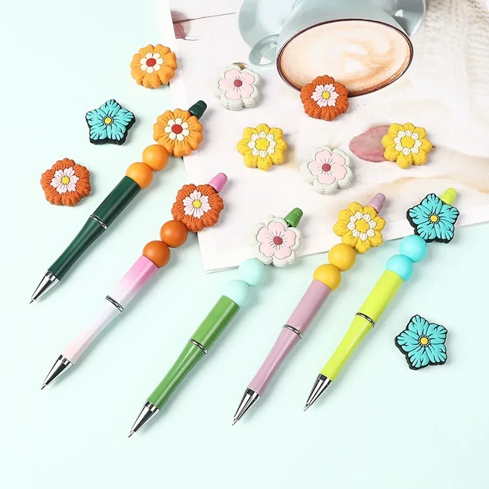 Flatback Flower Silicone Focal Beads for DIY Pens Keychains
