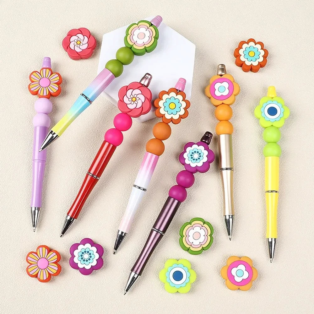 Flatback Flower Silicone Focal Beads for DIY Pens Keychains