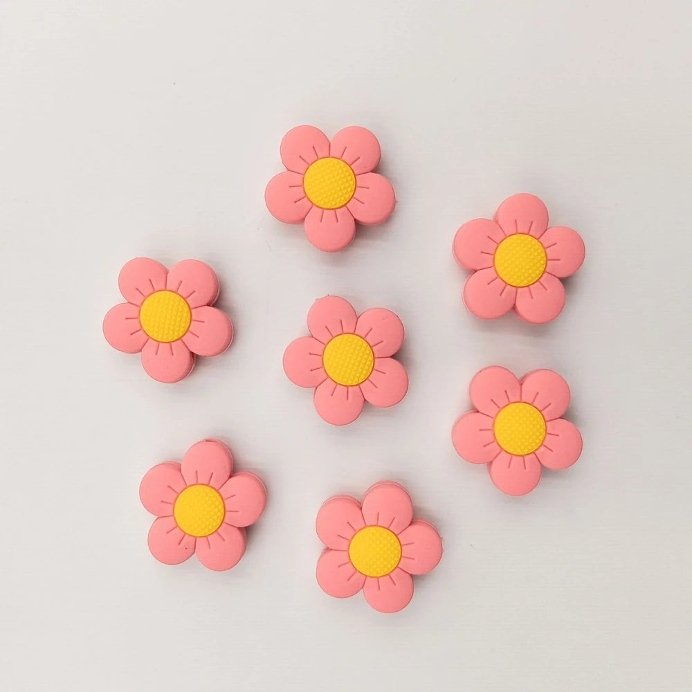 Flatback Flower Silicone Focal Beads for DIY Pens Keychains Bracelet