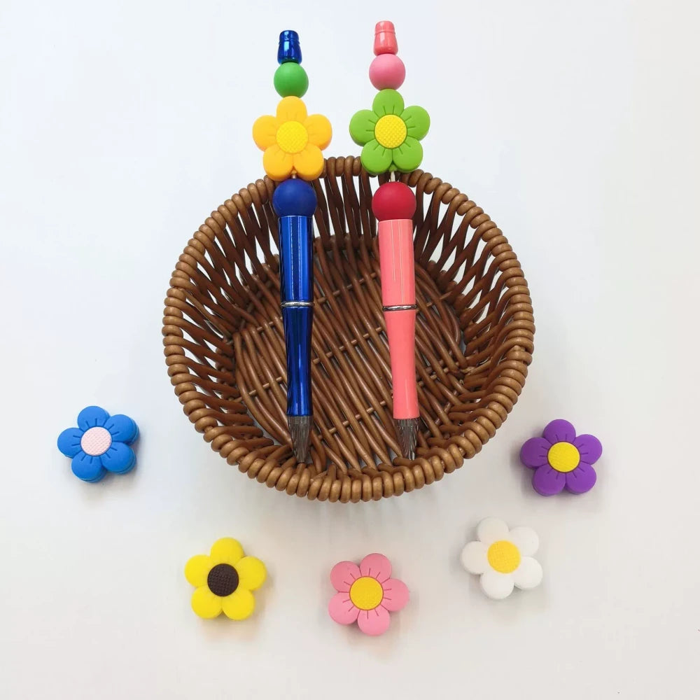 Flatback Flower Silicone Focal Beads for DIY Pens Keychains Bracelet