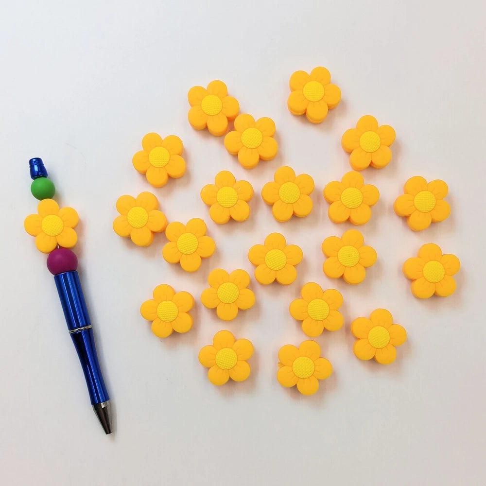 Flatback Flower Silicone Focal Beads for DIY Pens Keychains Bracelet