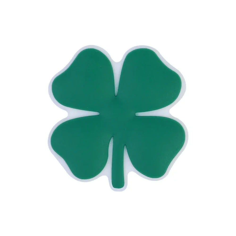 Flatback Four-Leaf Clover Silicone Focal Beads for DIY Pens Keychains