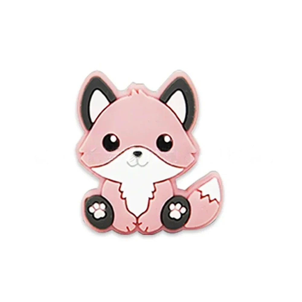 Flatback Fox Silicone Focal Beads for DIY Keychains Bracelet Pens