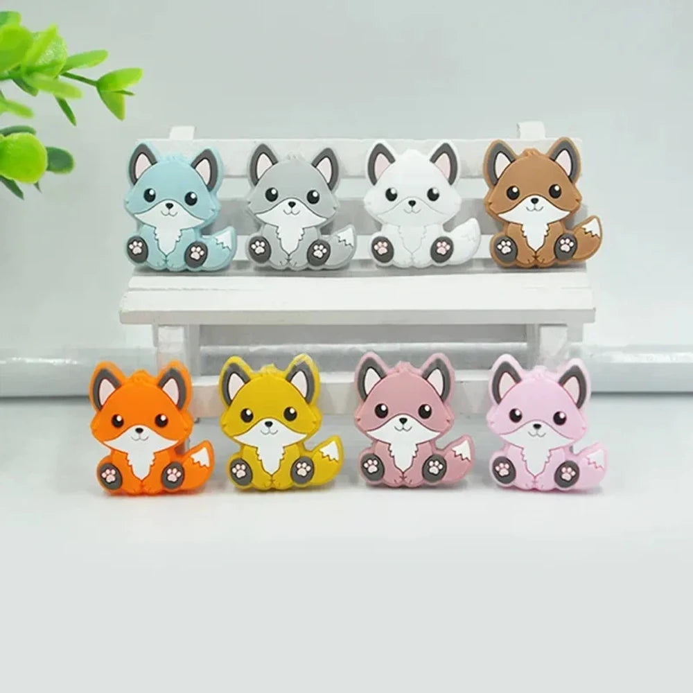 Flatback Fox Silicone Focal Beads for DIY Keychains Bracelet Pens