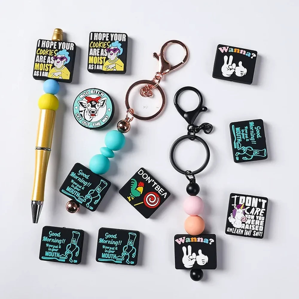 Flatback Fun Accessories Silicone Focal Beads for DIY Pens Keychains