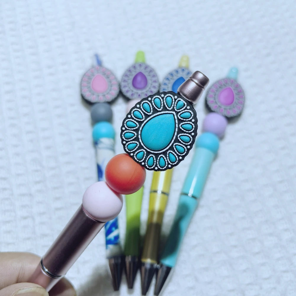 Flatback Gemstone Series Silicone Focal Beads for DIY Pens Keychains