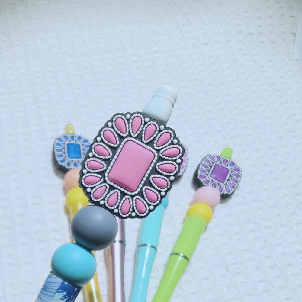 Flatback Gemstone Series Silicone Focal Beads for DIY Pens Keychains