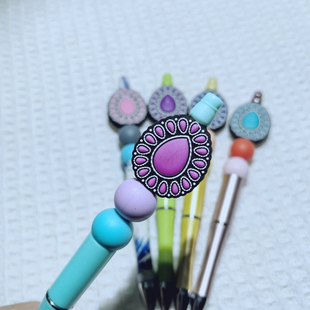 Flatback Gemstone Series Silicone Focal Beads for DIY Pens Keychains