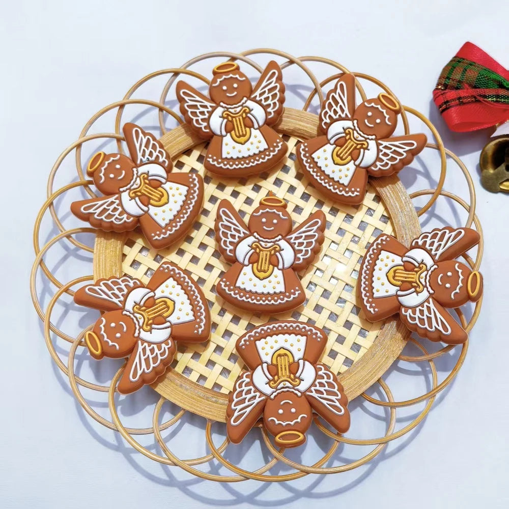 Flatback Gingerbread Angel Silicone Focal Beads for DIY Pens Keychain Bracelet