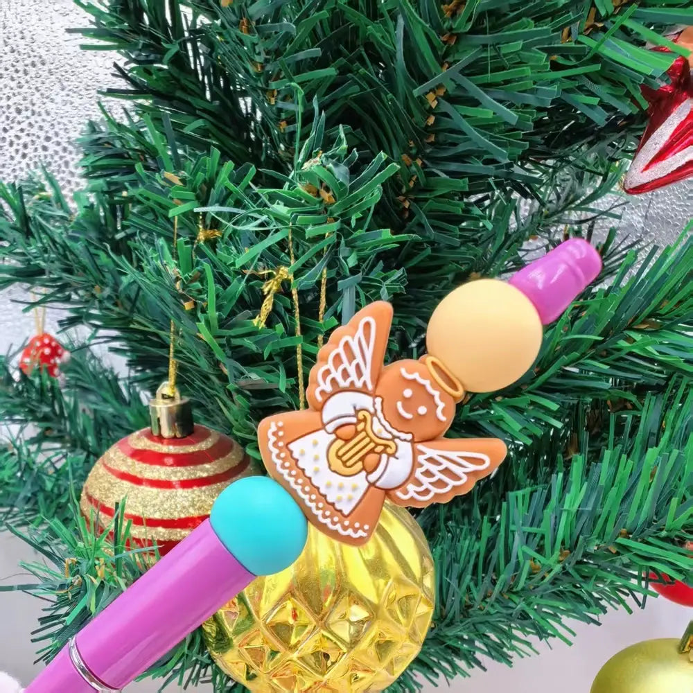 Flatback Gingerbread Angel Silicone Focal Beads for DIY Pens Keychain Bracelet