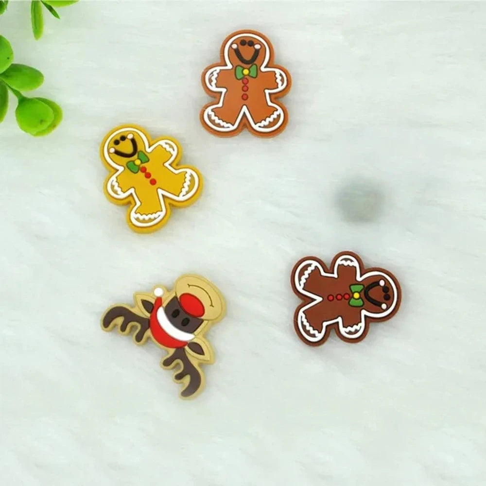 Flatback Gingerbread Man Silicone Focal Beads for DIY Keychains Bracelet Pens