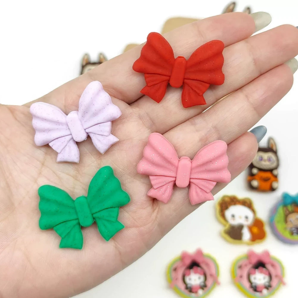 Flatback Glitter Bowtie Silicone Focal Beads for DIY Keychains Bracelet Pens