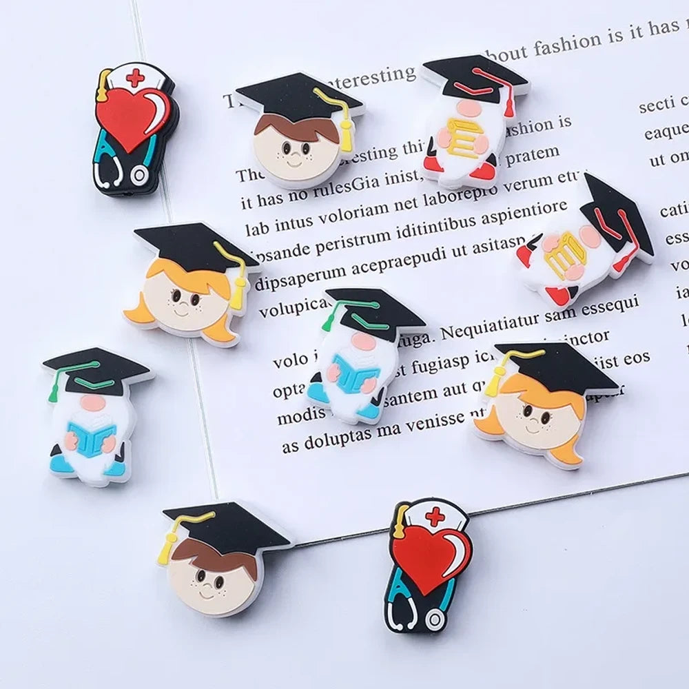 Flatback Graduation Season Silicone Focal Beads for DIY Pens Keychains