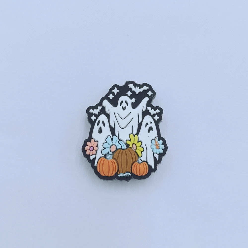 Flatback Halloween Ghost Series Silicone Focal Beads for DIY Pens Keychains