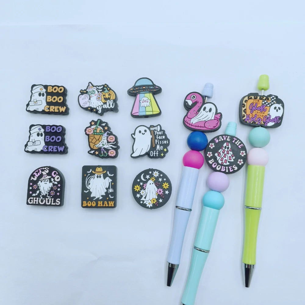Flatback Halloween Ghost Series Silicone Focal Beads for DIY Pens Keychains