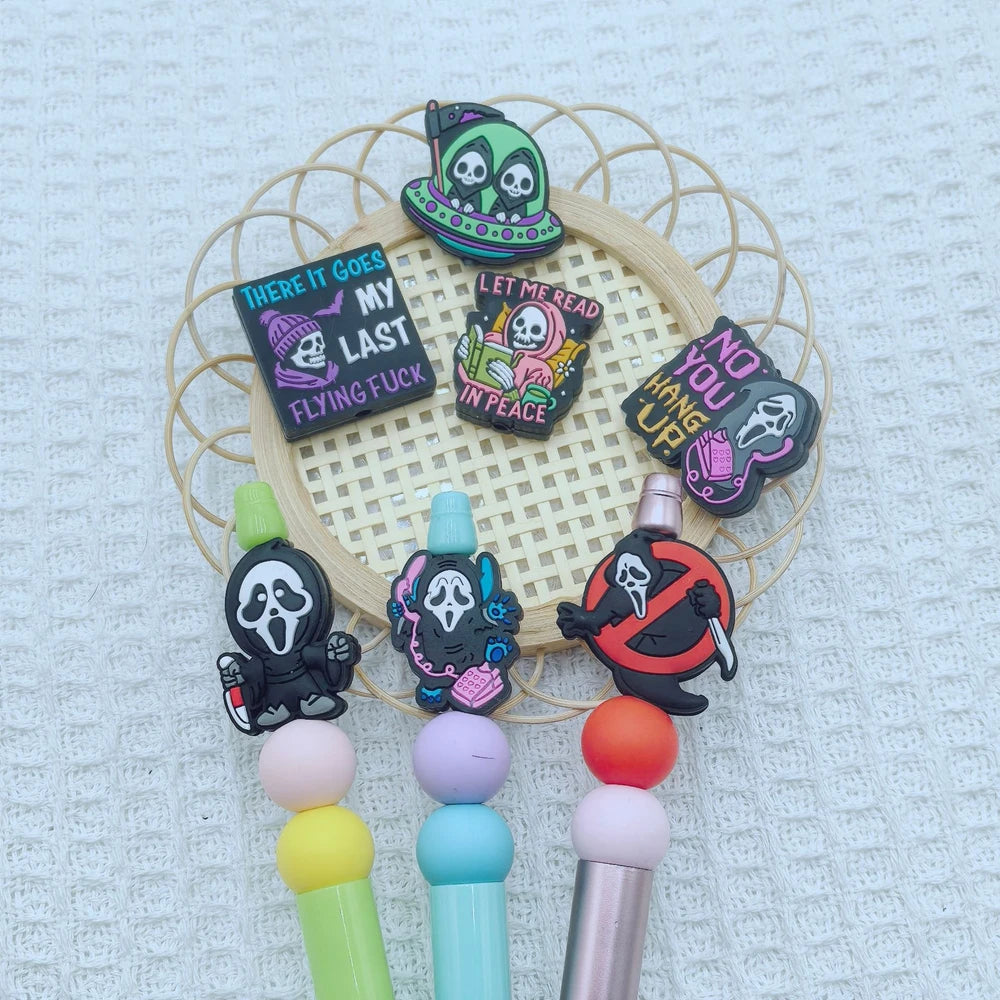 Flatback Halloween Ghosts Series Silicone Focal Beads for DIY Pens Keychains Bracelet